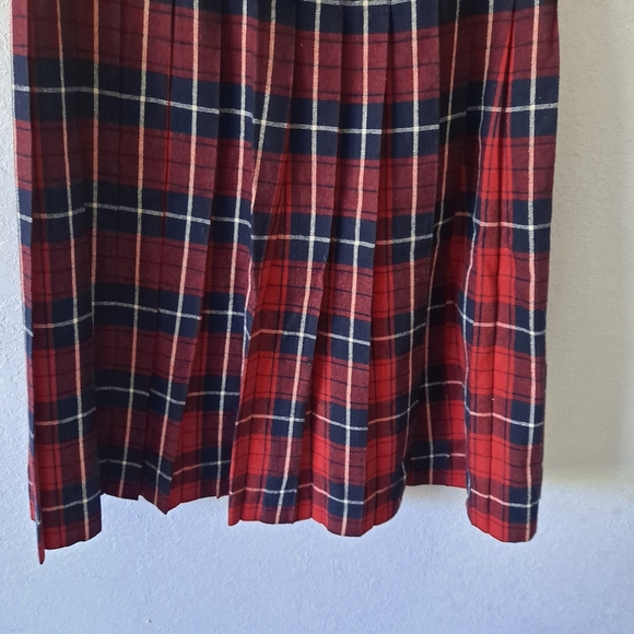 Red Long Plaid Skirt - Picture 3 of 5